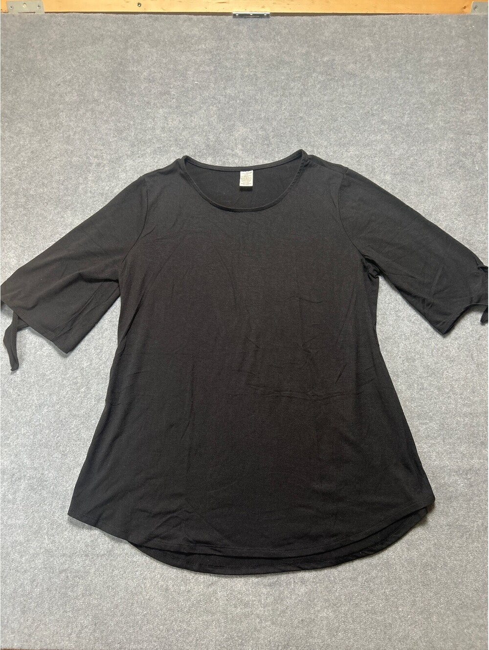 West Loop Womens Large Black T Sleeve Tunic Top Stretch Casual Minimalist Blouse